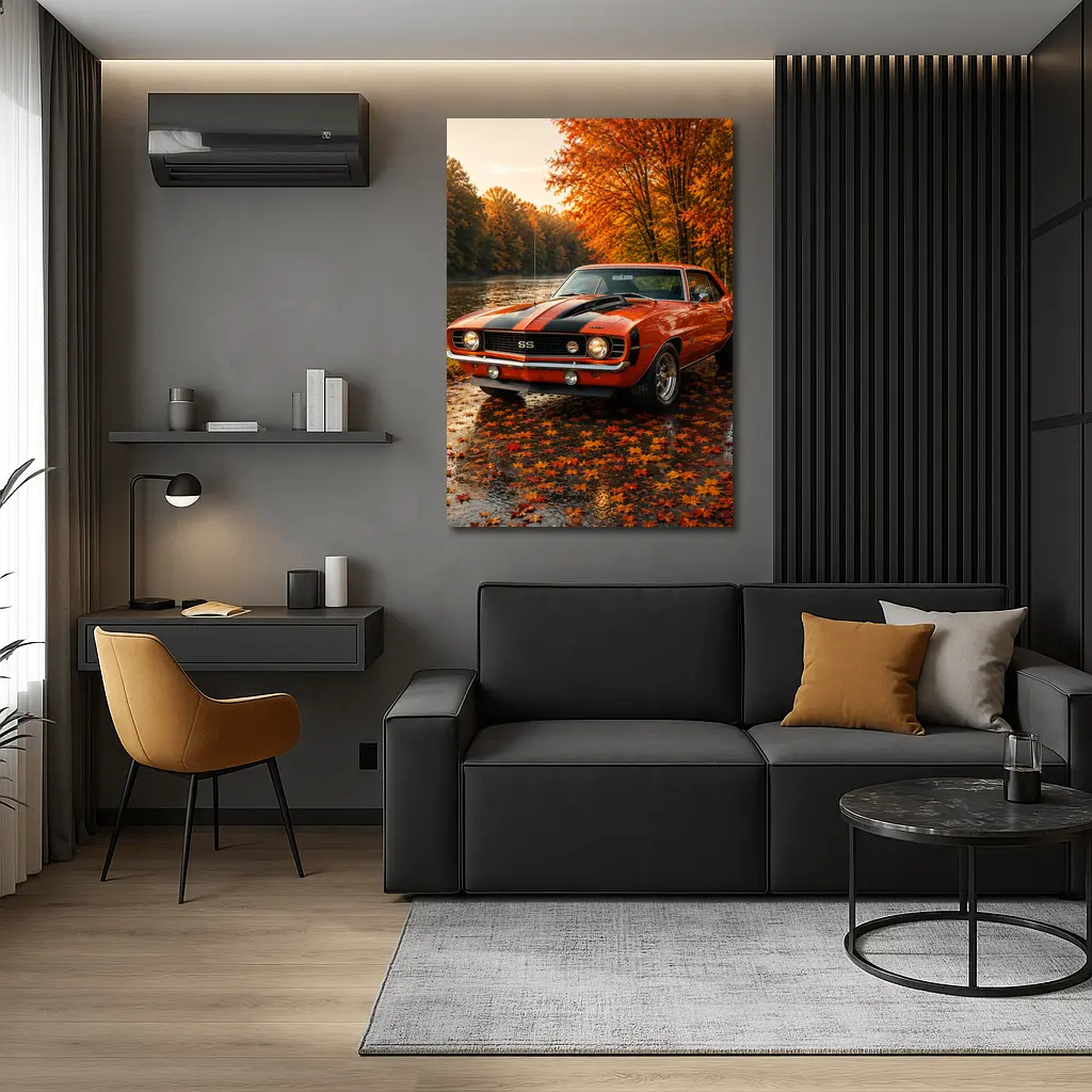 Chevrolet Camaro SS Classic Autumn River Scene – Wall Art