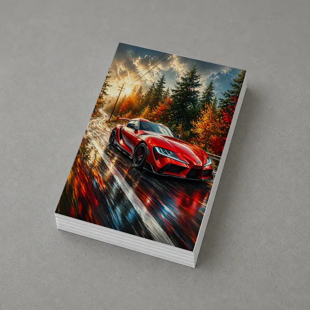 Toyota GR Supra Red Wet Forest Road – Postcards