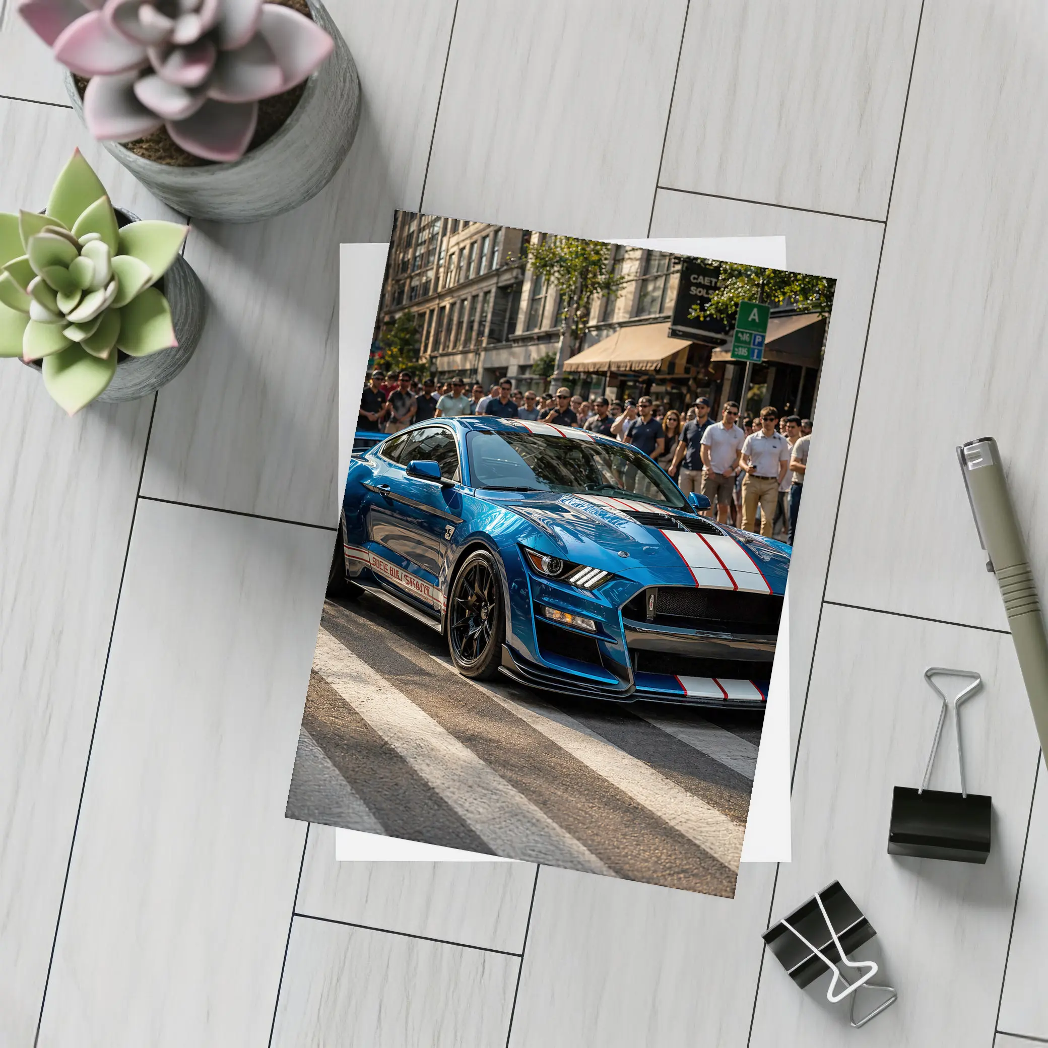Ford Mustang Shelby GT500 Blue City Street – Postcards