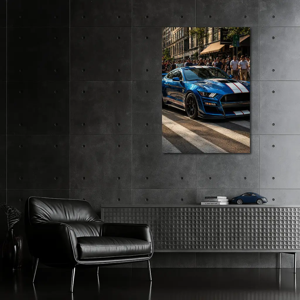 Ford Mustang Shelby GT500 Blue City Street – Wall Art