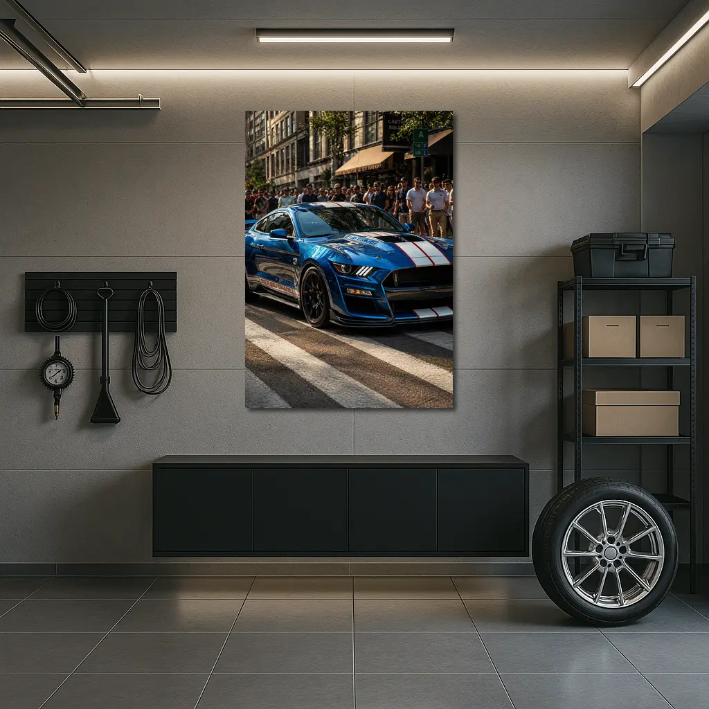 Ford Mustang Shelby GT500 Blue City Street – Wall Art