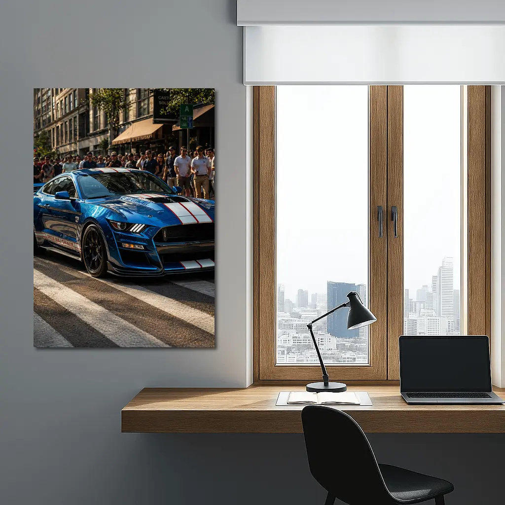 Ford Mustang Shelby GT500 Blue City Street – Wall Art