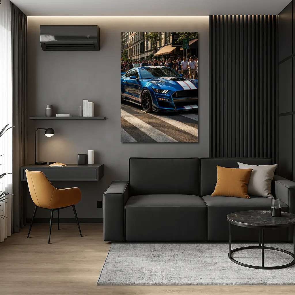 Ford Mustang Shelby GT500 Blue City Street – Wall Art