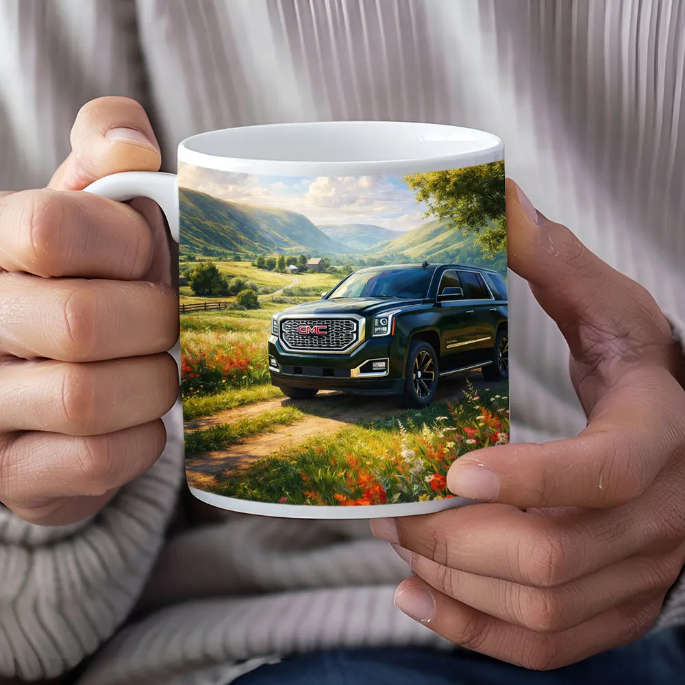 GMC Yukon Dark Green Rural Countryside Scene – Mugs