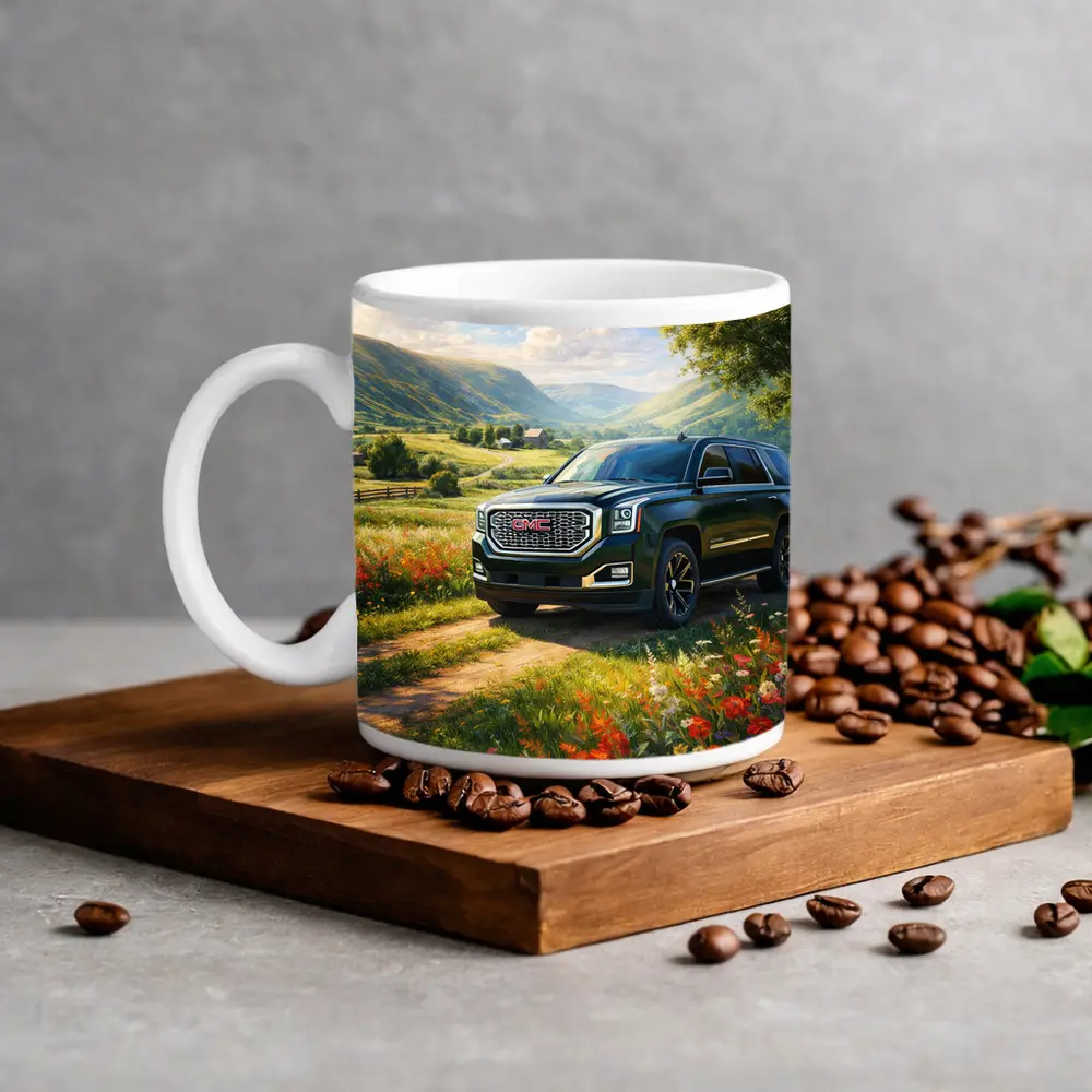 GMC Yukon Dark Green Rural Countryside Scene – Mugs