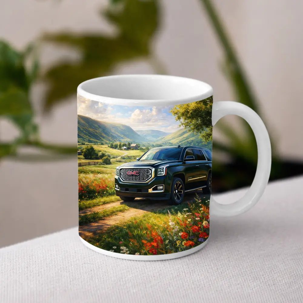 GMC Yukon Dark Green Rural Countryside Scene – Mugs