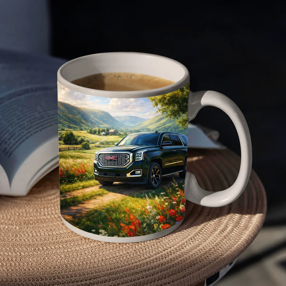 GMC Yukon Dark Green Rural Countryside Scene – Mugs