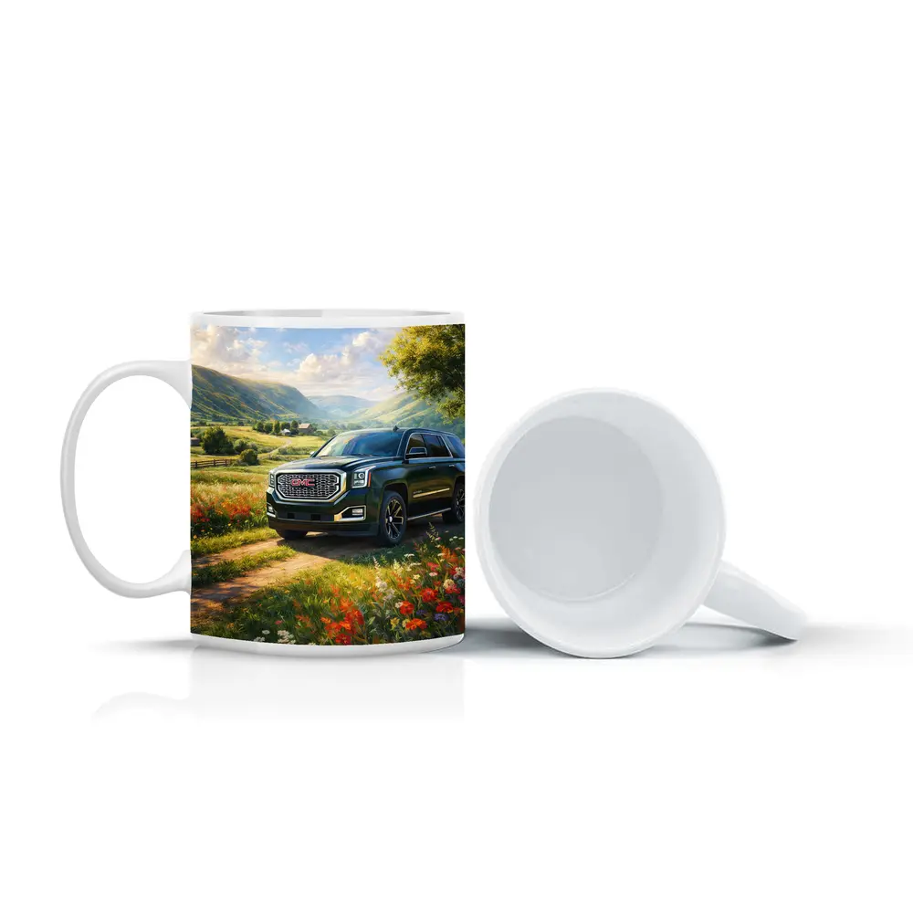GMC Yukon Dark Green Rural Countryside Scene – Mugs