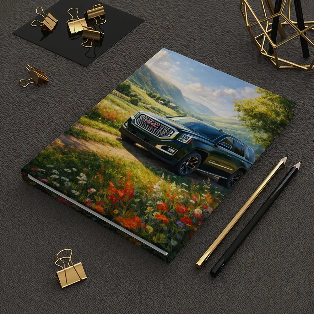 GMC Yukon Dark Green Rural Countryside Scene – Notebooks