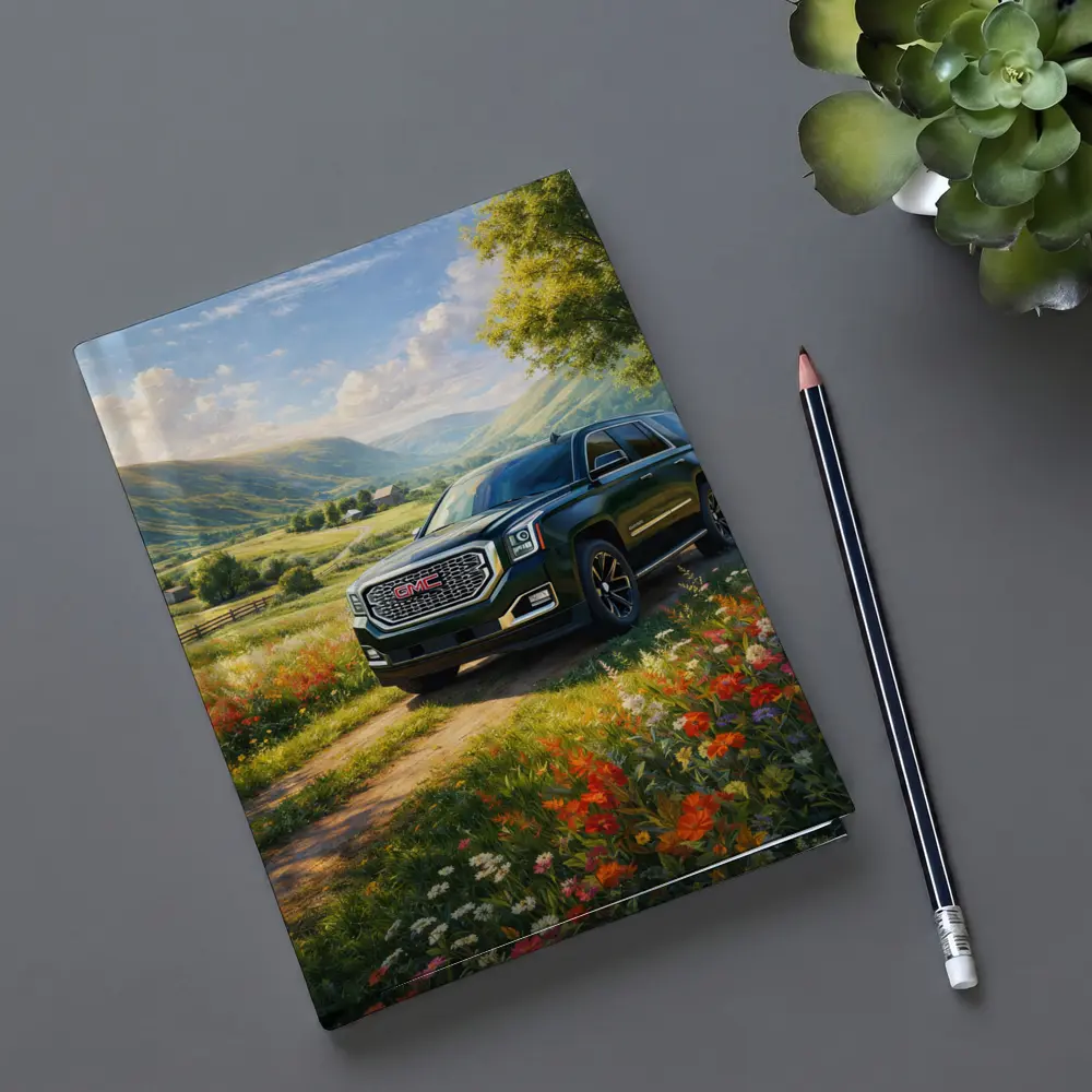 GMC Yukon Dark Green Rural Countryside Scene – Notebooks