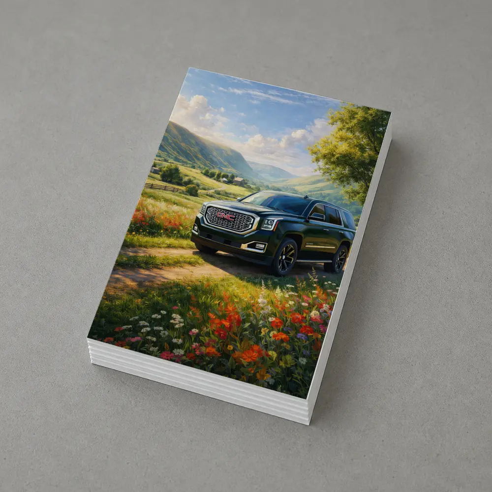 GMC Yukon Dark Green Rural Countryside Scene – Postcards