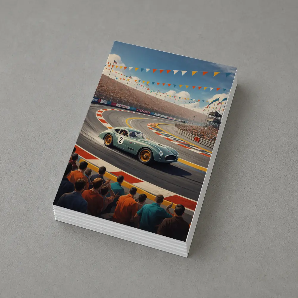 Vintage Racing Car Classic Track Crowd Scene – Postcards