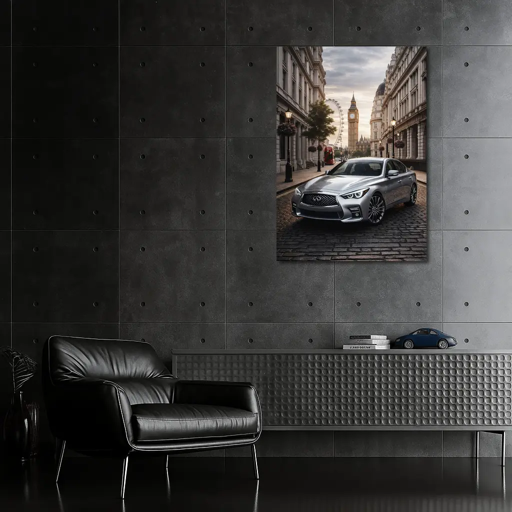 Infiniti Q50 Silver London Street Scene – Wall Art