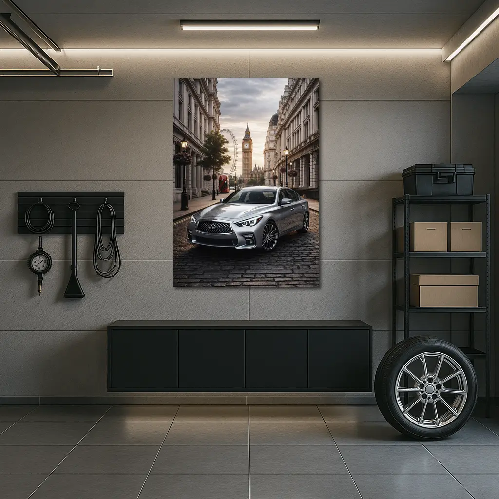 Infiniti Q50 Silver London Street Scene – Wall Art