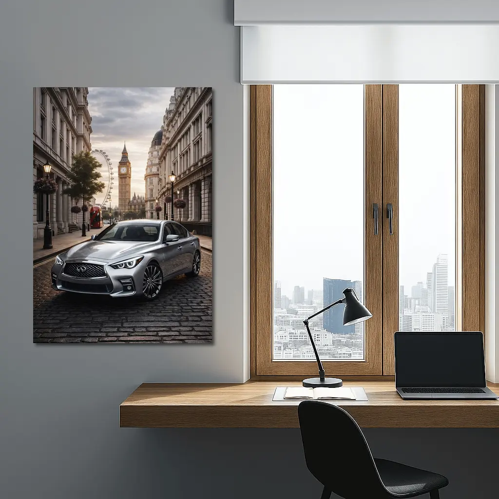 Infiniti Q50 Silver London Street Scene – Wall Art