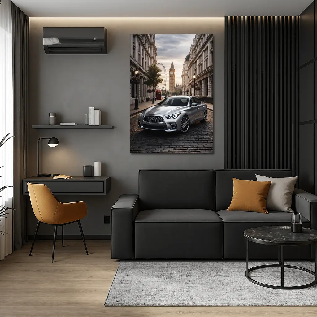 Infiniti Q50 Silver London Street Scene – Wall Art