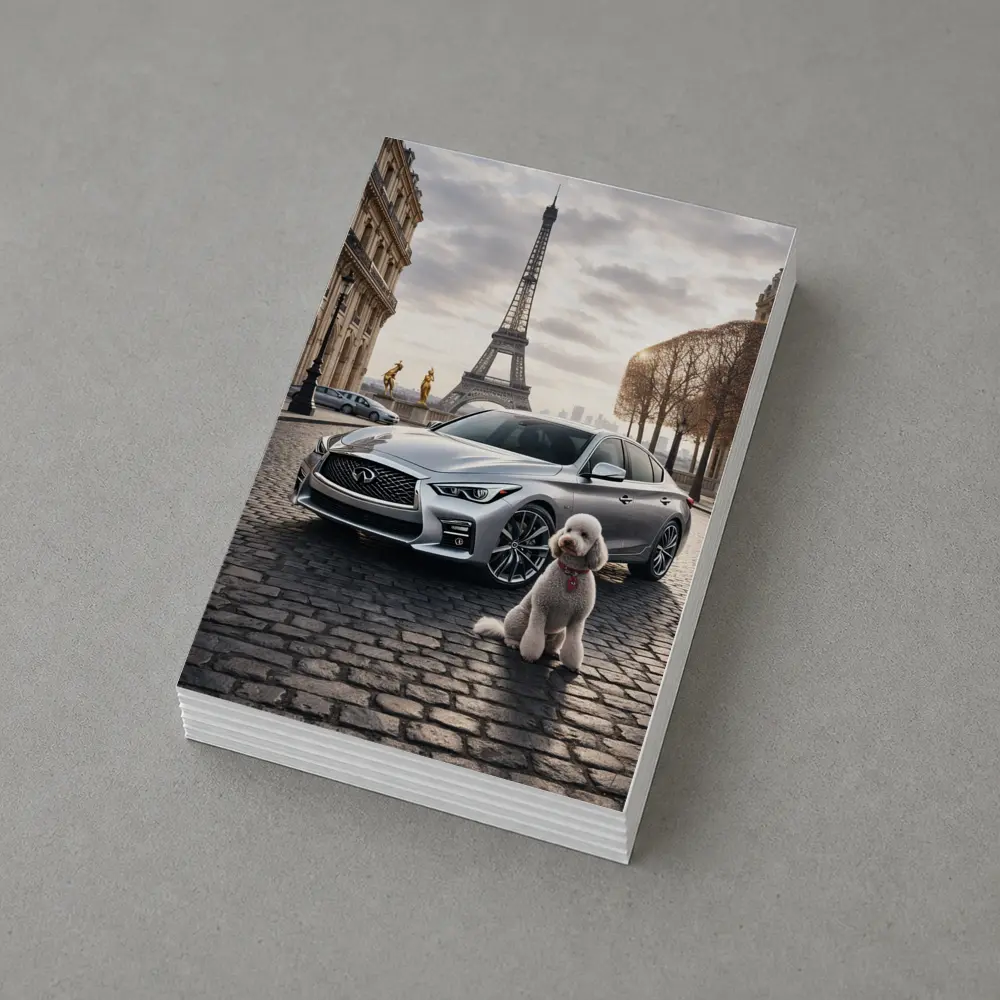 Infiniti Q50 Poodle Paris Eiffel Tower – Postcards