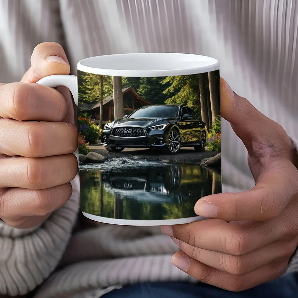 Infiniti Q50 Black Sedan Forest River – Mugs