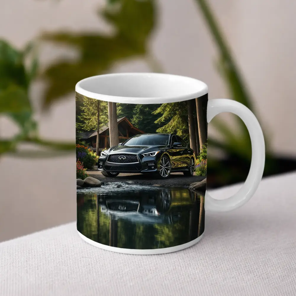 Infiniti Q50 Black Sedan Forest River – Mugs