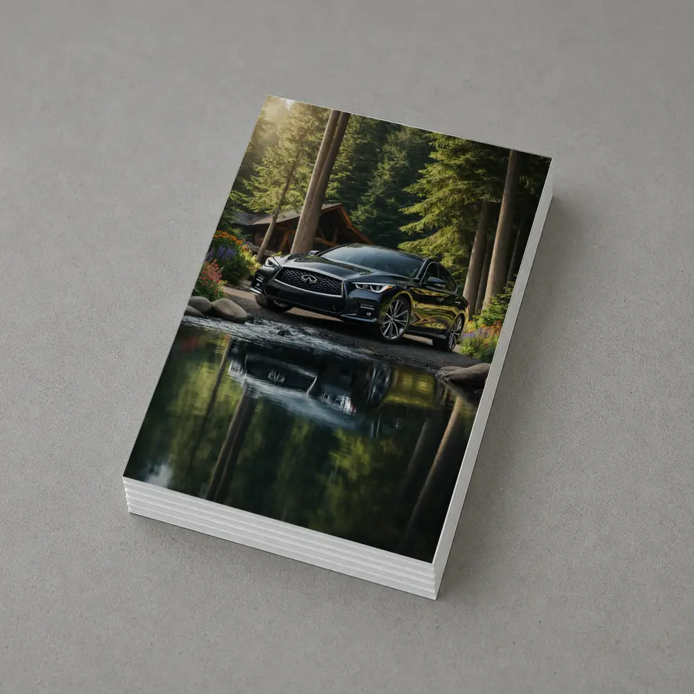 Infiniti Q50 Black Sedan Forest River – Postcards