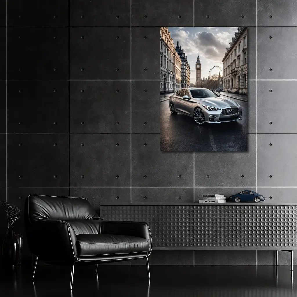 Infiniti Q50 Silver Sedan London Street – Wall Art