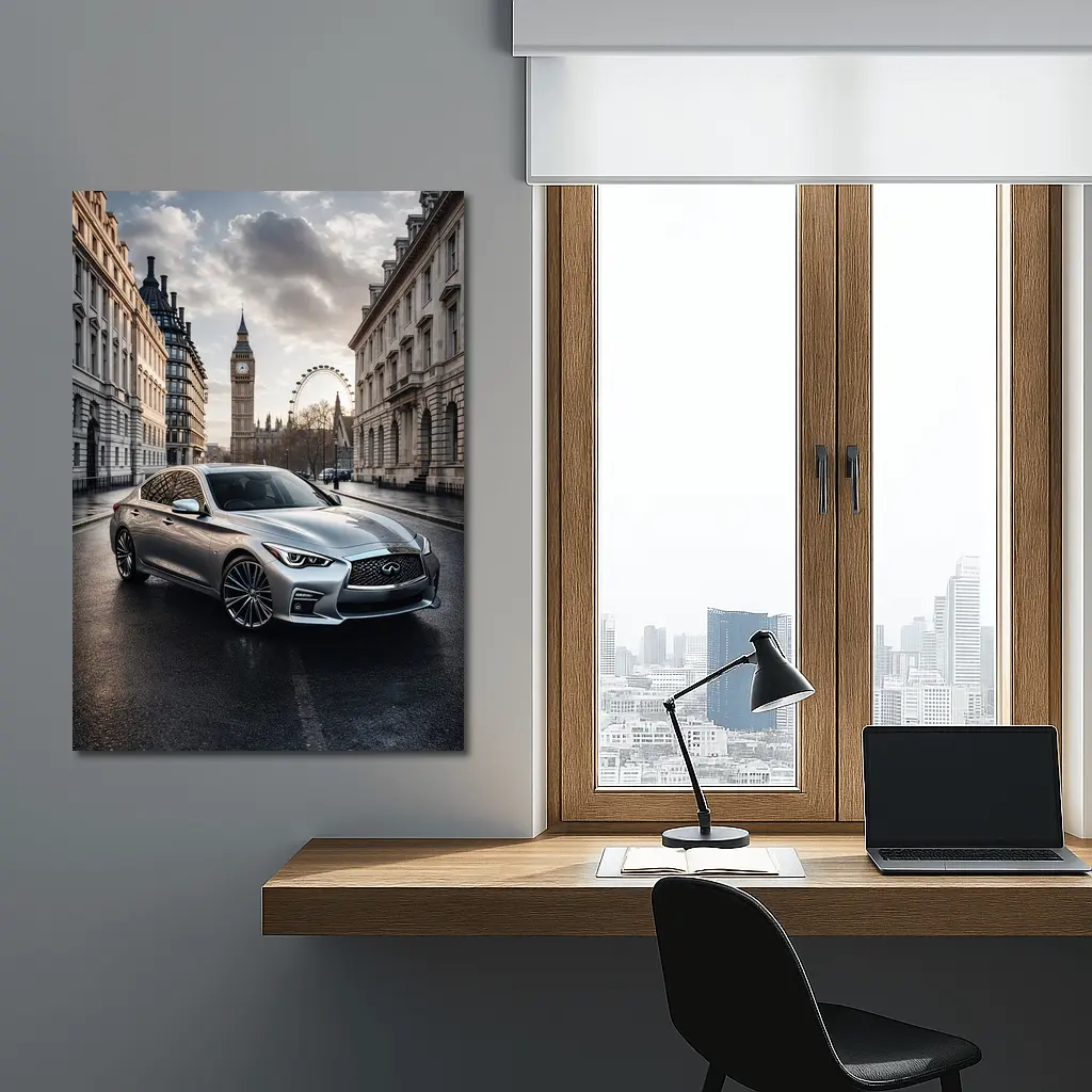 Infiniti Q50 Silver Sedan London Street – Wall Art