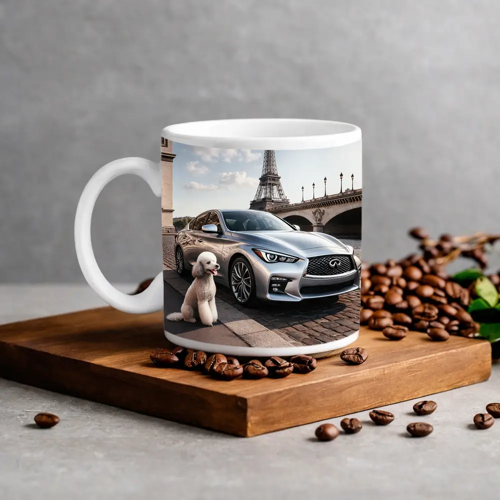 Infiniti Q50 Poodle Eiffel Tower Paris – Mugs