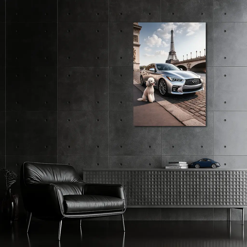Infiniti Q50 Poodle Eiffel Tower Paris – Wall Art
