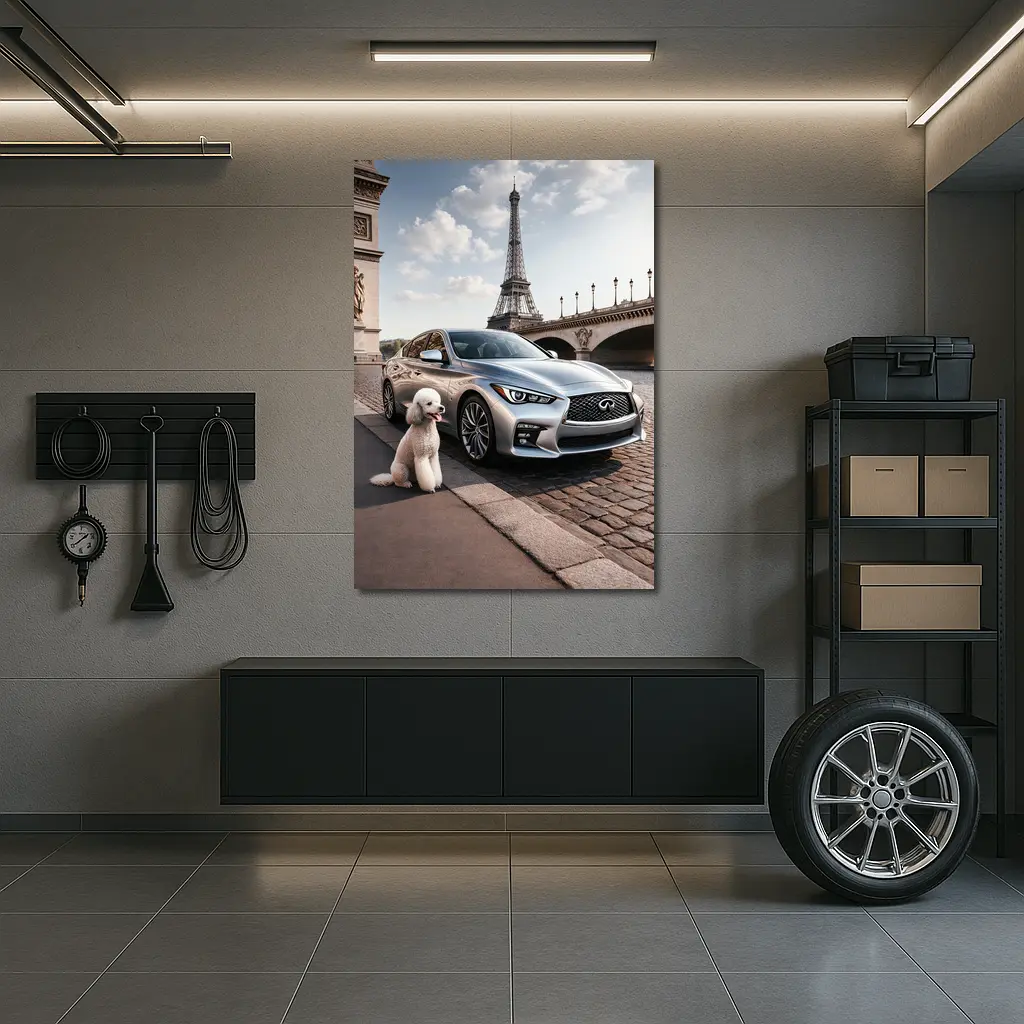 Infiniti Q50 Poodle Eiffel Tower Paris – Wall Art