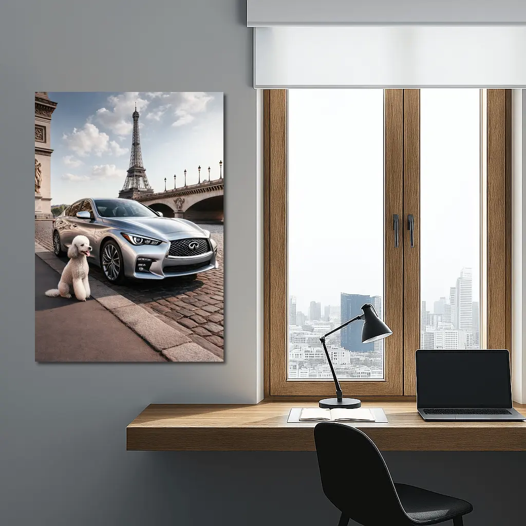 Infiniti Q50 Poodle Eiffel Tower Paris – Wall Art