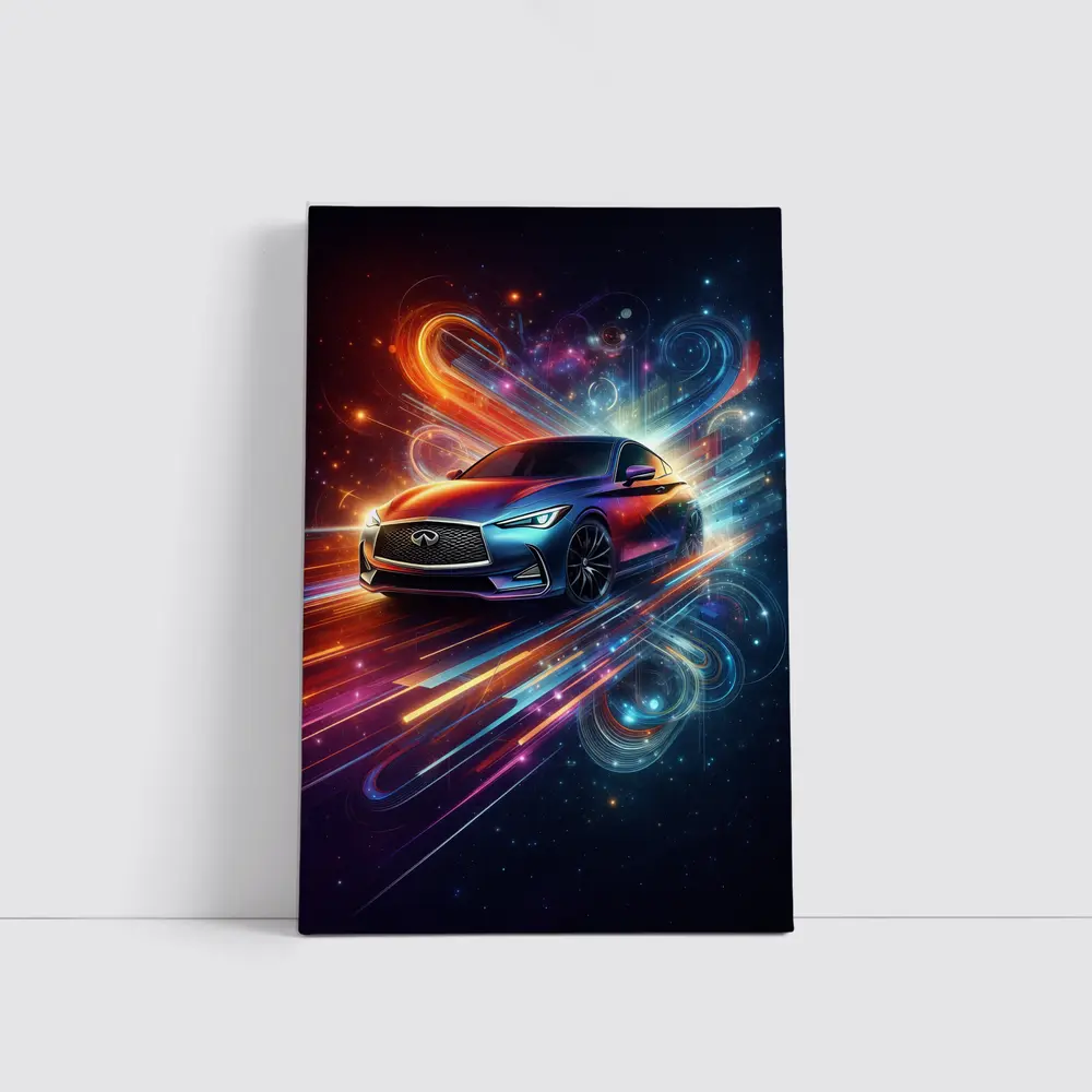 Infiniti Q60 Neon Abstract Speed Art – Wall Art