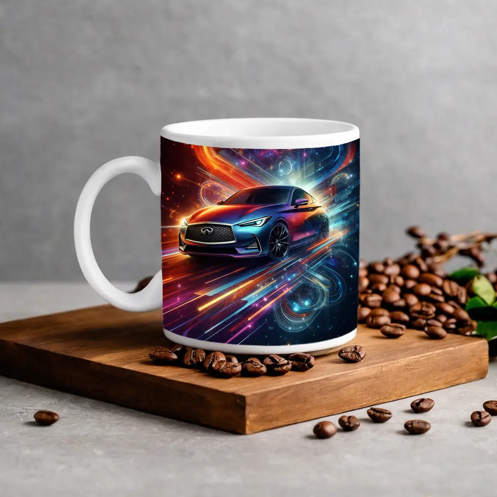 Infiniti Q60 Neon Abstract Speed Art – Mugs