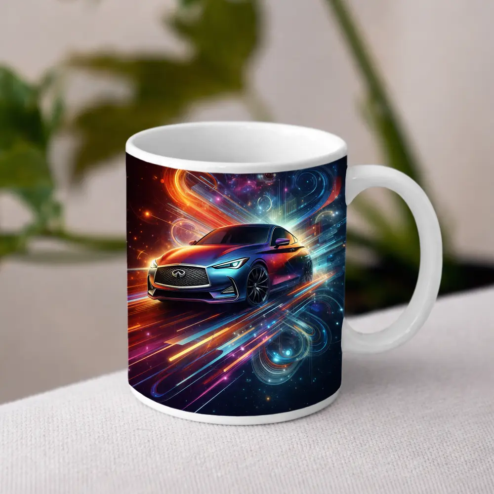 Infiniti Q60 Neon Abstract Speed Art – Mugs