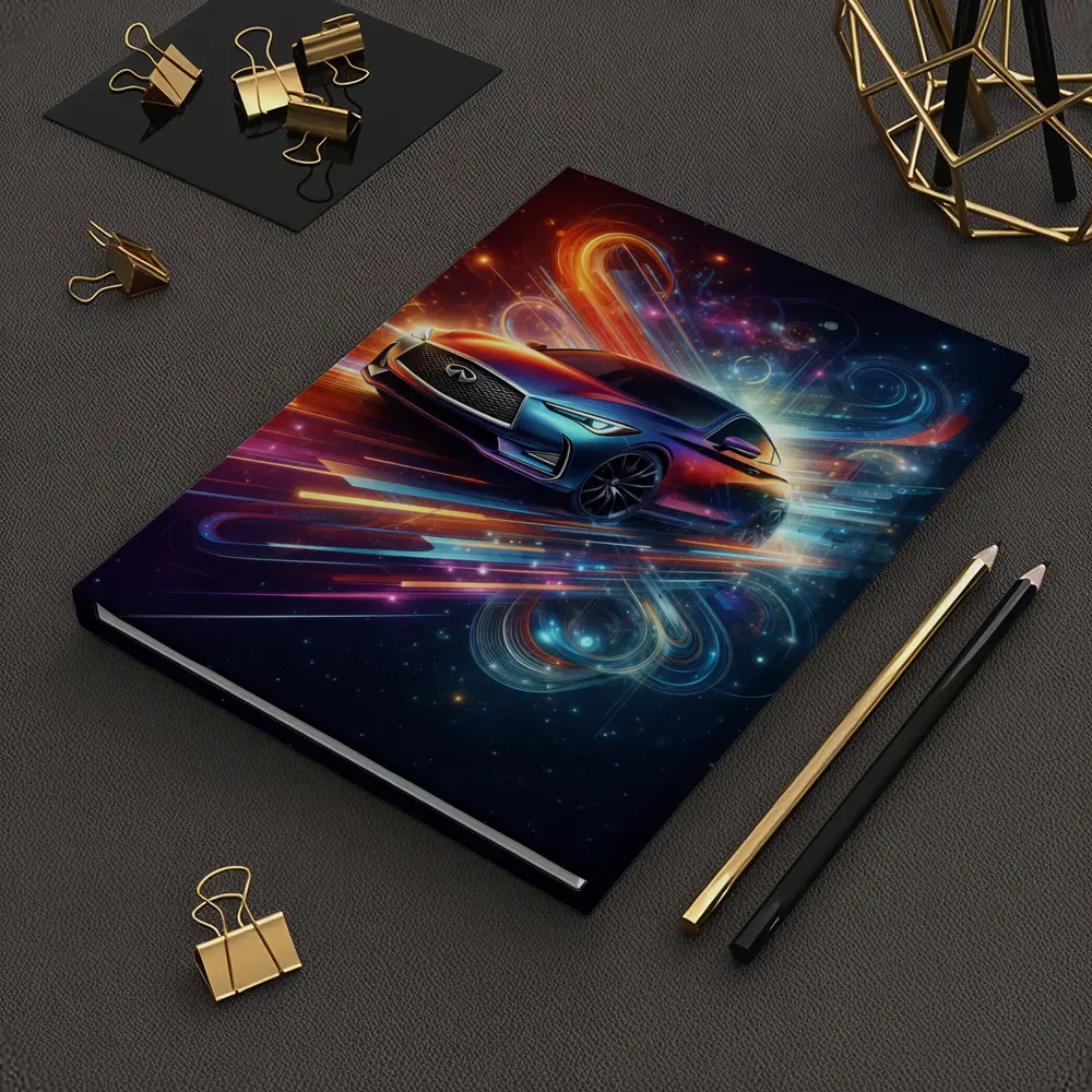 Infiniti Q60 Neon Abstract Speed Art – Notebooks