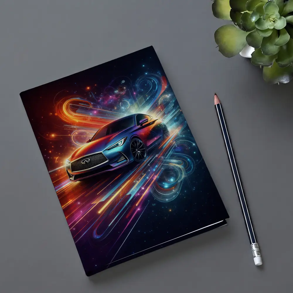 Infiniti Q60 Neon Abstract Speed Art – Notebooks