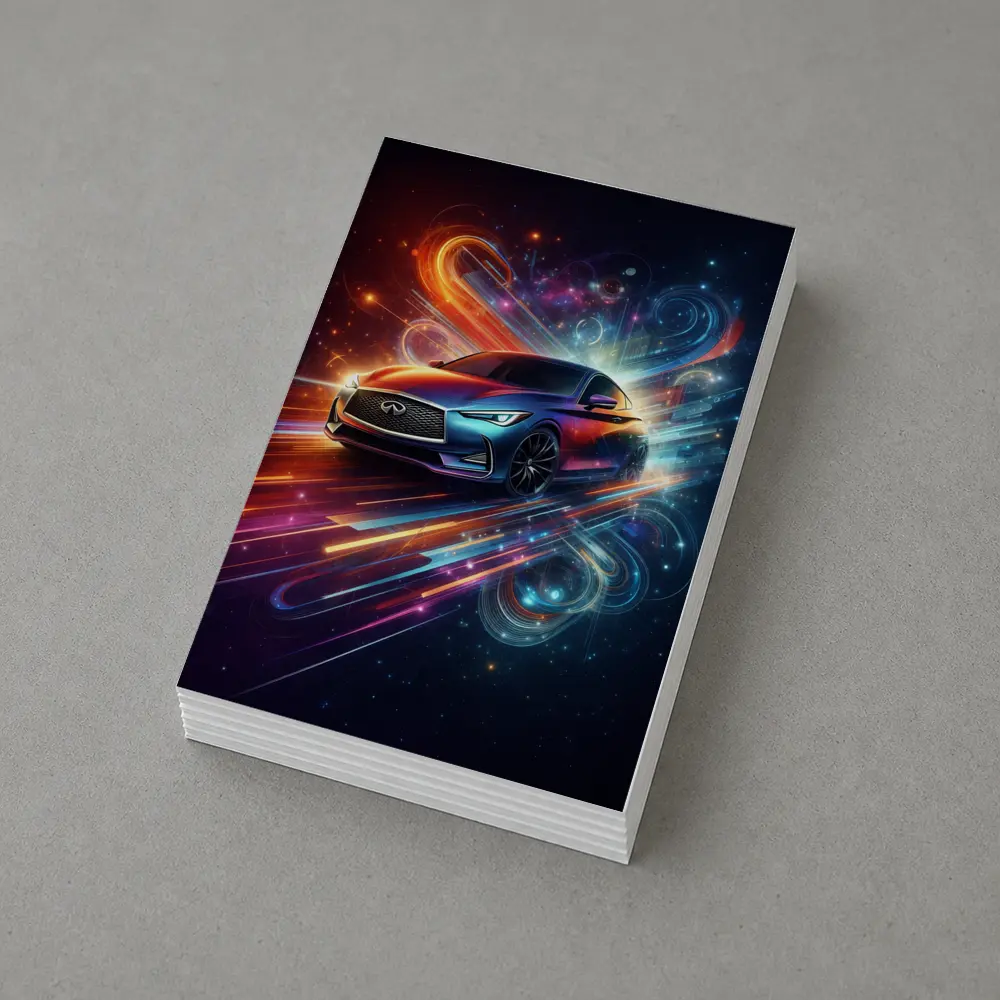 Infiniti Q60 Neon Abstract Speed Art – Postcards