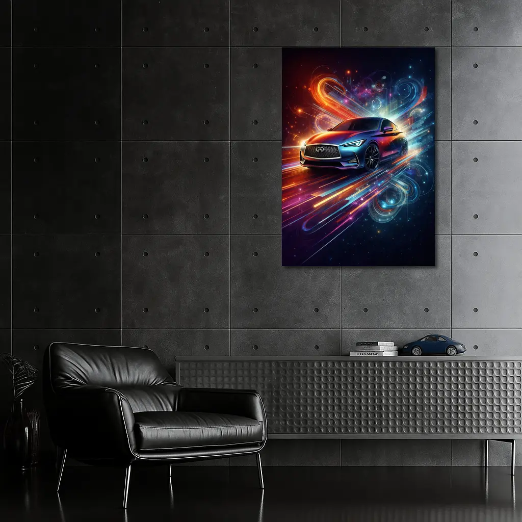Infiniti Q60 Neon Abstract Speed Art – Wall Art