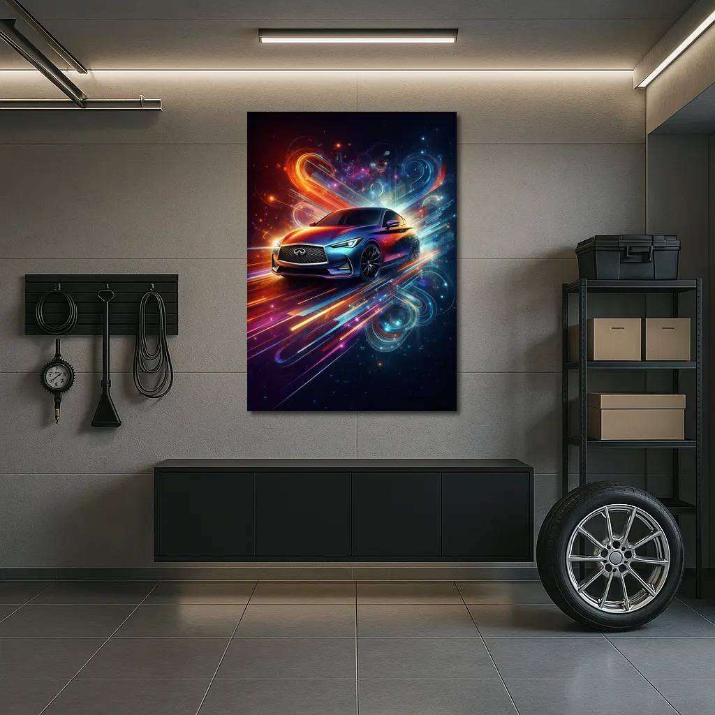 Infiniti Q60 Neon Abstract Speed Art – Wall Art