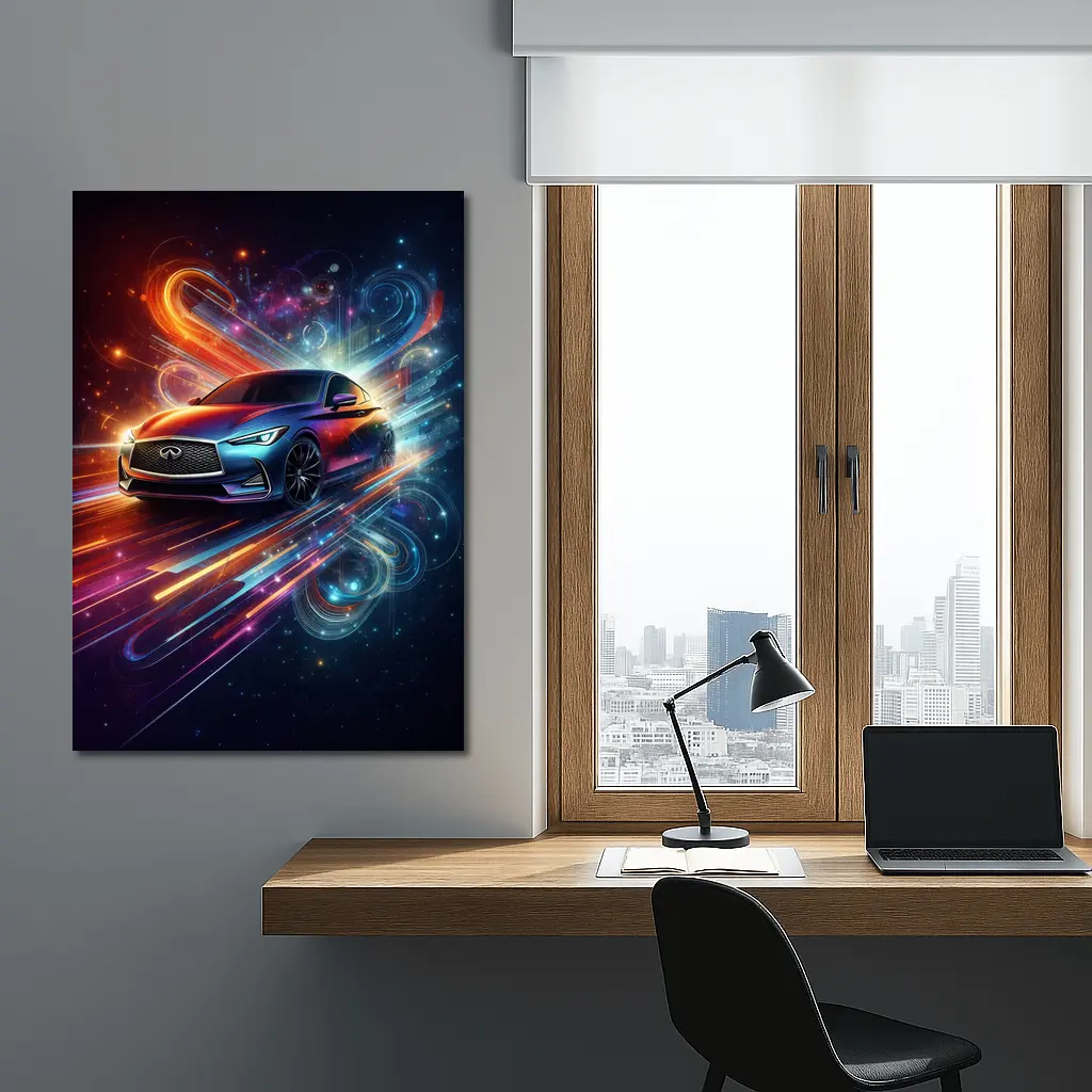 Infiniti Q60 Neon Abstract Speed Art – Wall Art