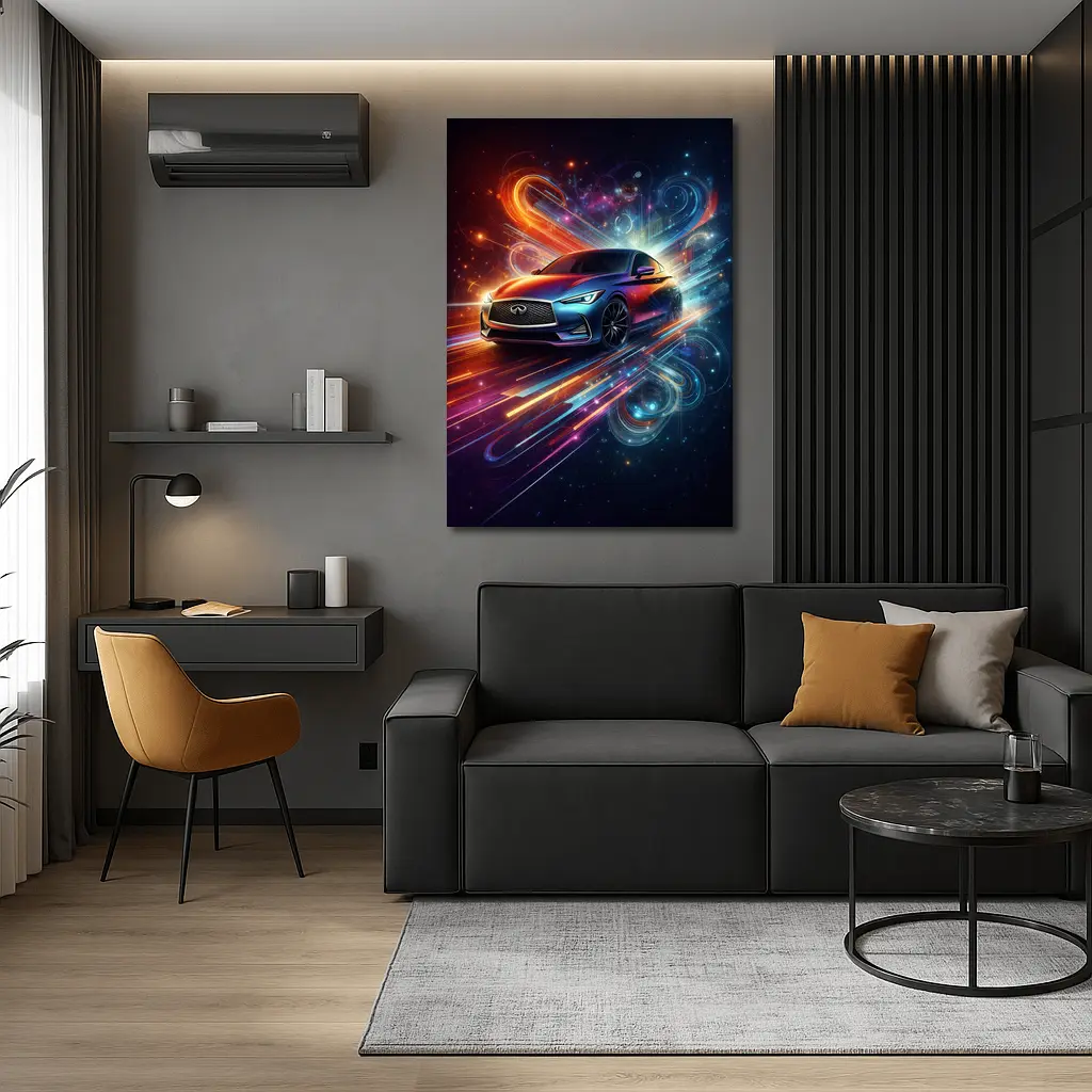 Infiniti Q60 Neon Abstract Speed Art – Wall Art