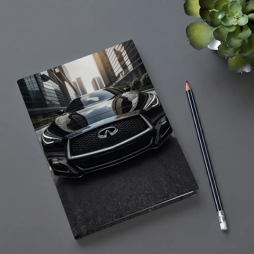 Infiniti Q60 Black Front City Street – Notebooks