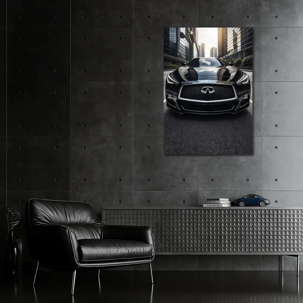 Infiniti Q60 Black Front City Street – Wall Art