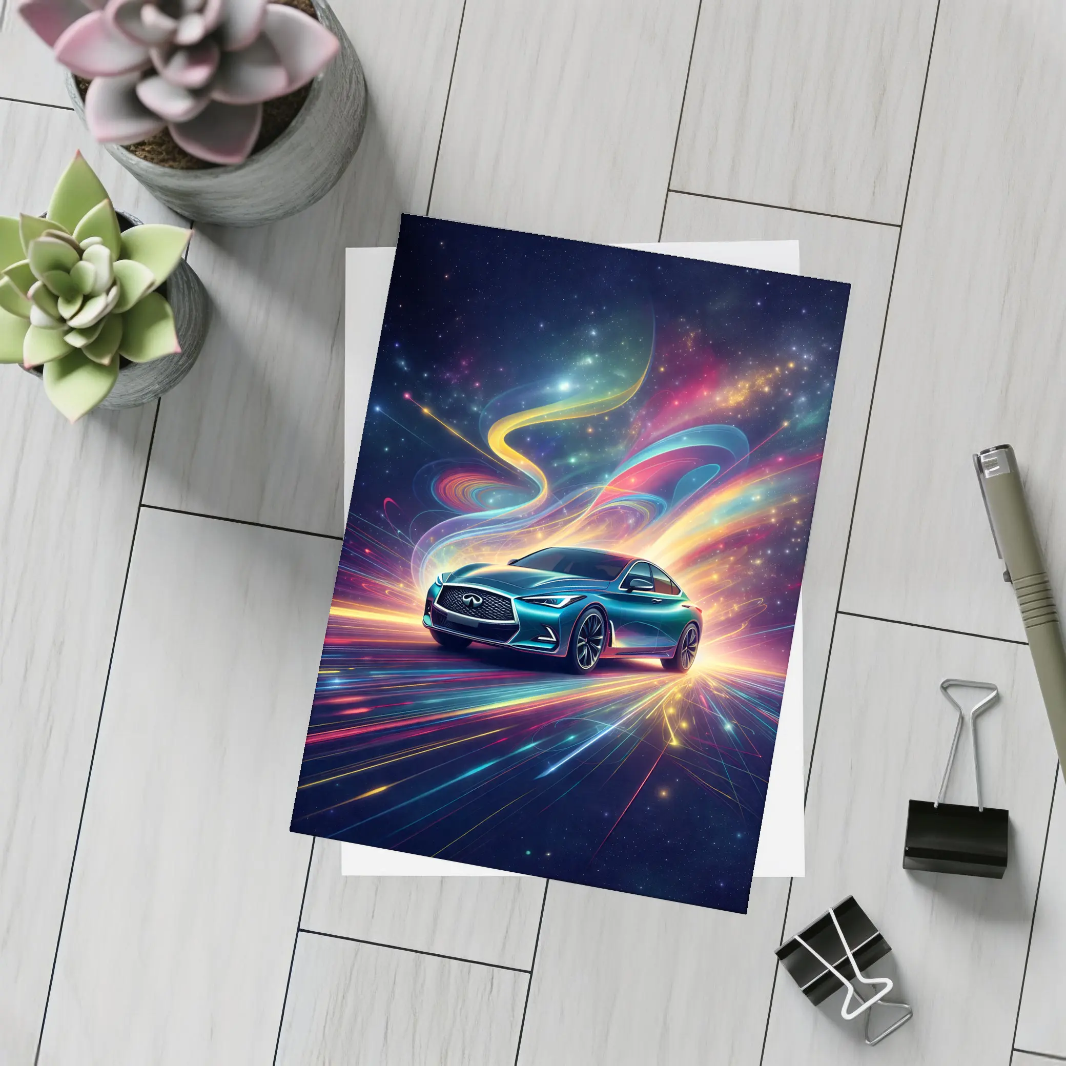 Infiniti Q60 Neon Light Trails Night – Postcards