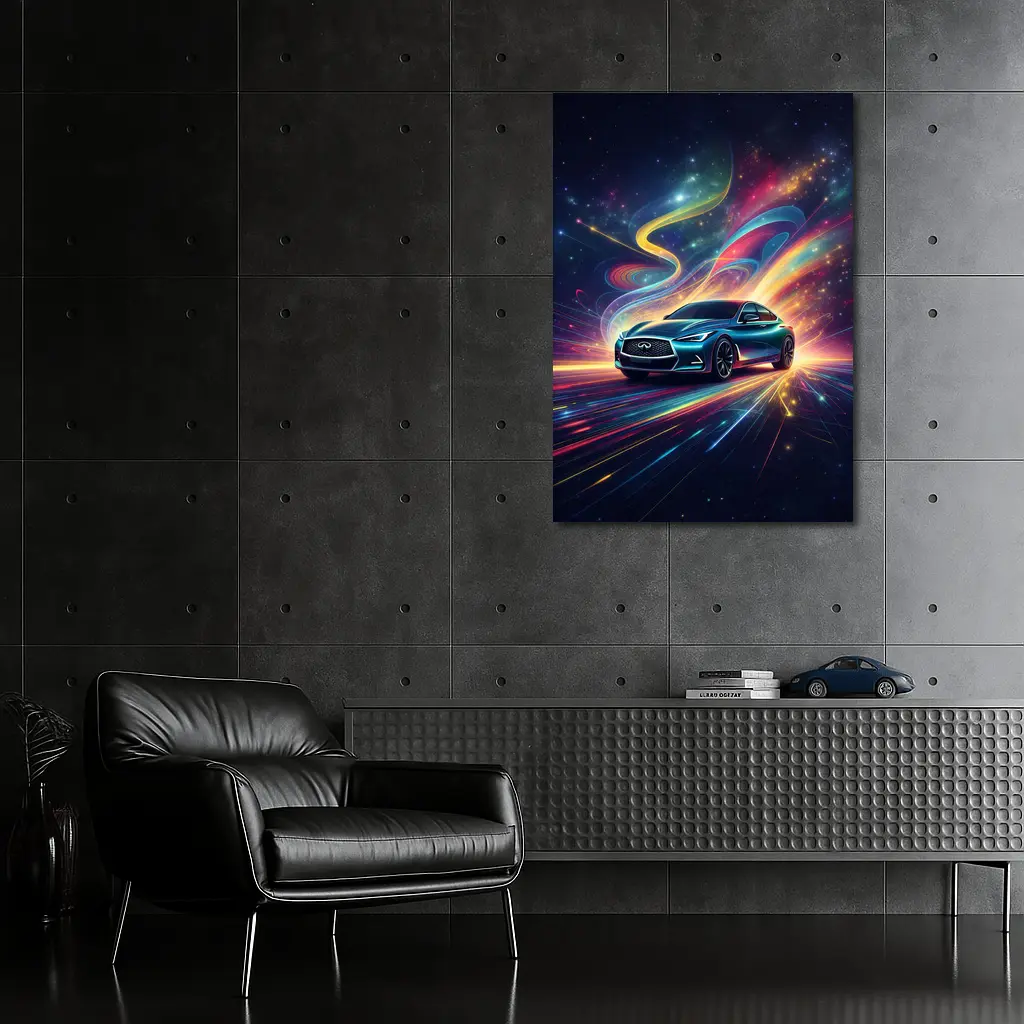 Infiniti Q60 Neon Light Trails Night – Wall Art