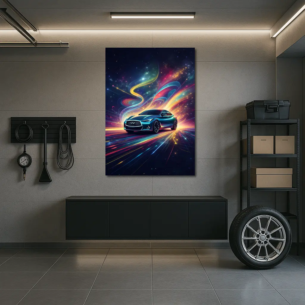 Infiniti Q60 Neon Light Trails Night – Wall Art