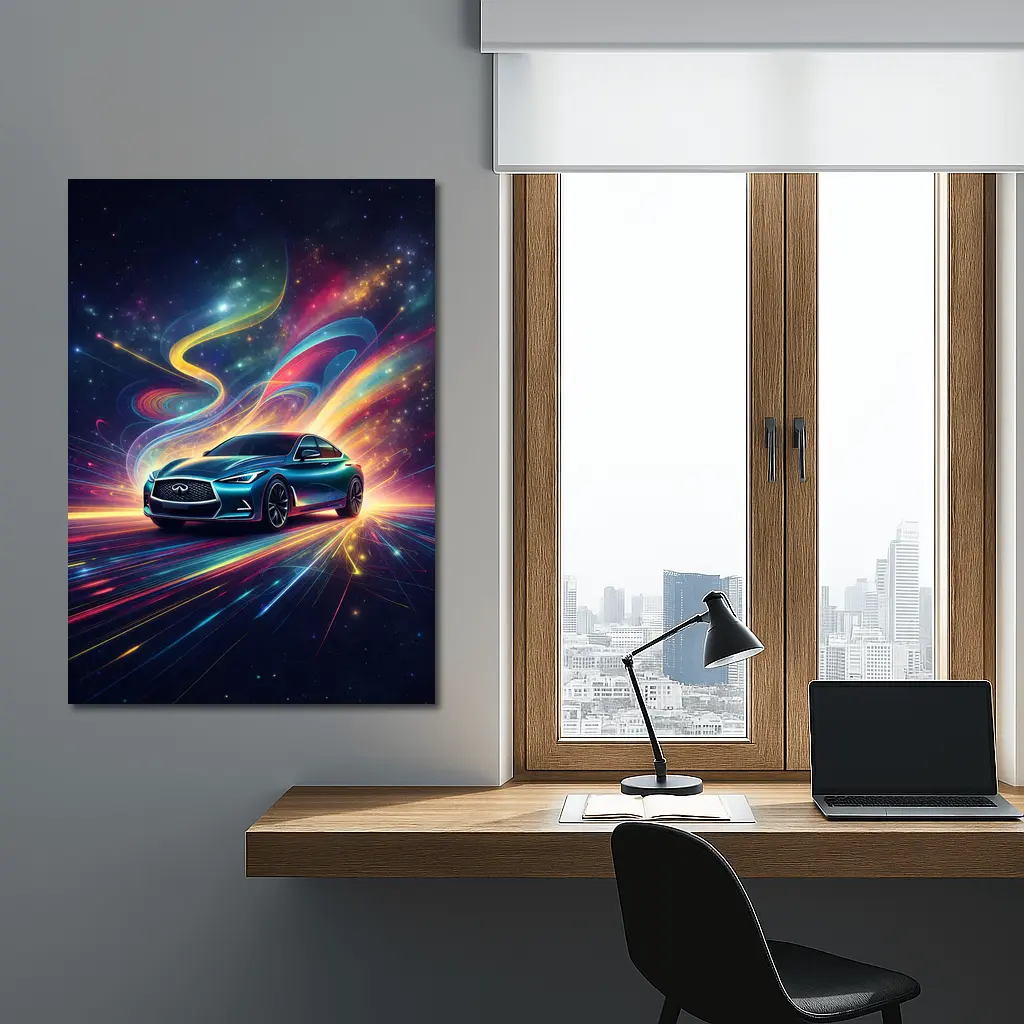 Infiniti Q60 Neon Light Trails Night – Wall Art
