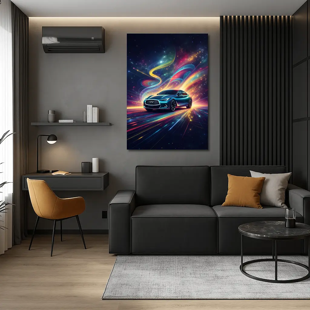Infiniti Q60 Neon Light Trails Night – Wall Art