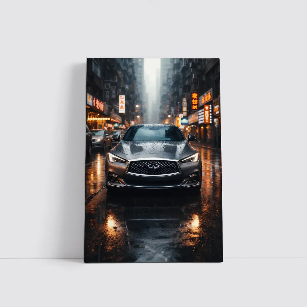 Infiniti Q60 Rainy City Street Night – Wall Art