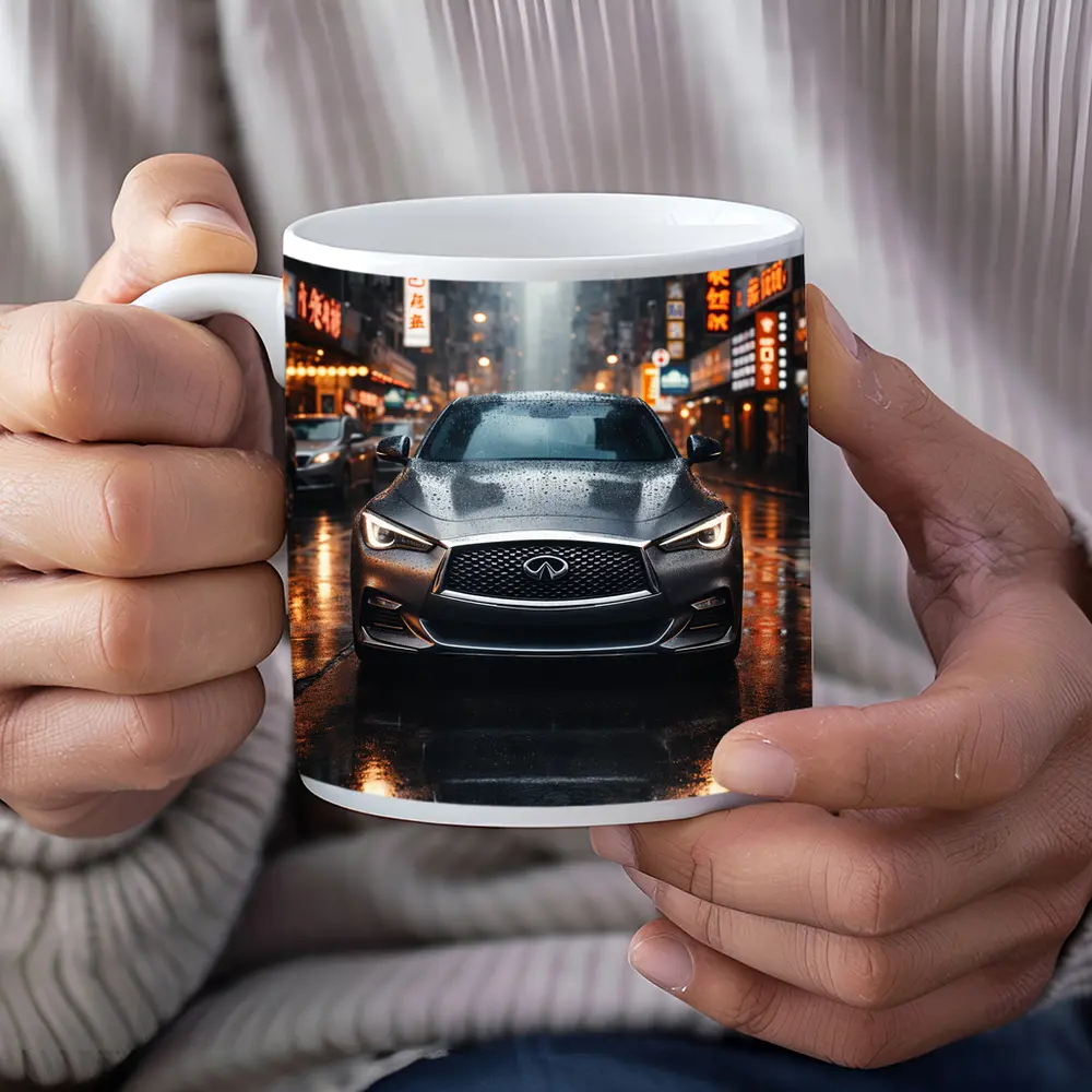 Infiniti Q60 Rainy City Street Night – Mugs