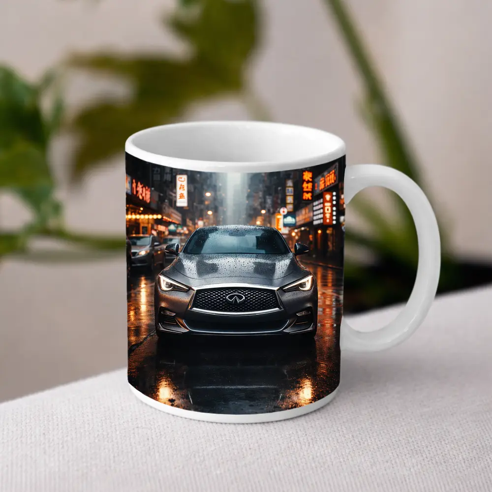 Infiniti Q60 Rainy City Street Night – Mugs